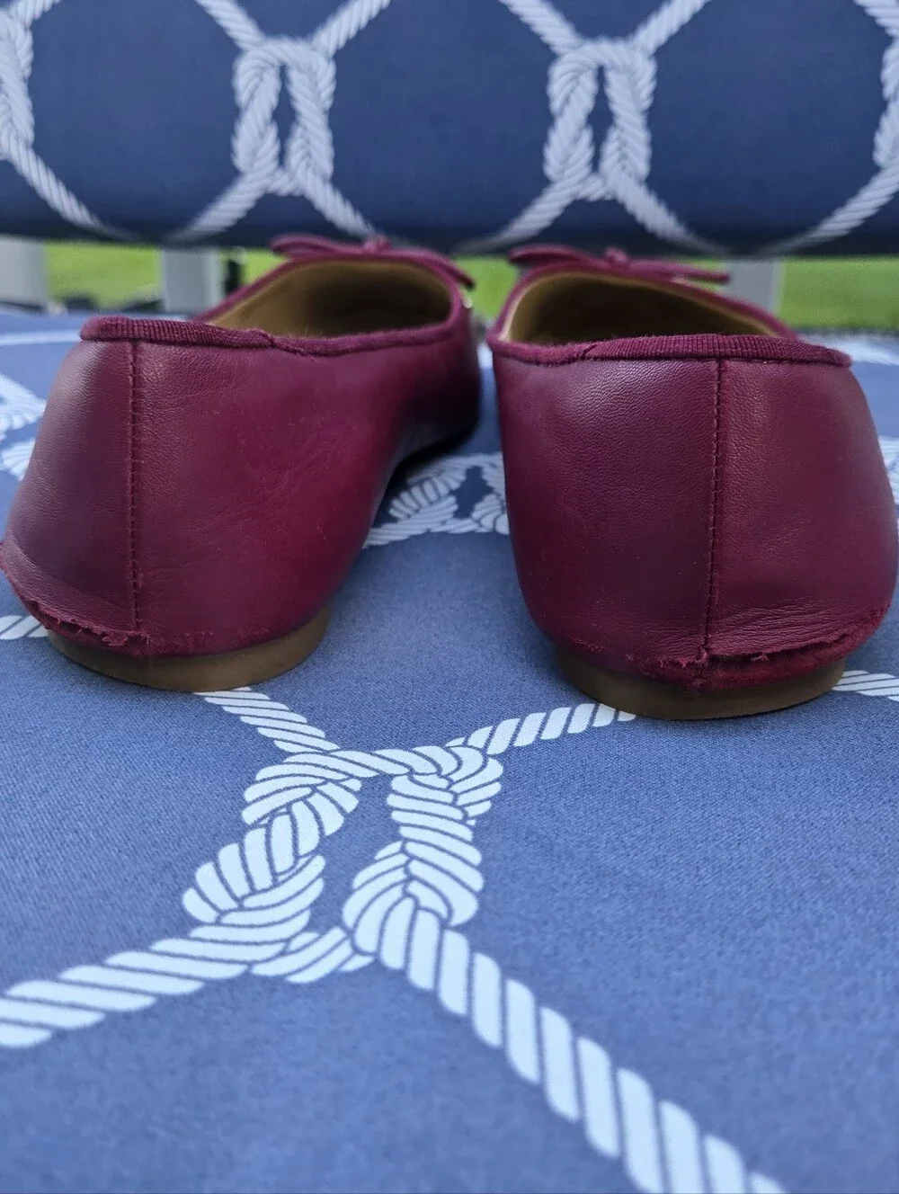 Michael Kors Nori Flex Flat Mulberry/Wine/Dark Red MK Ballet Flats Bow Charm 7.5